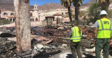 fire at Scotty's castle death valley