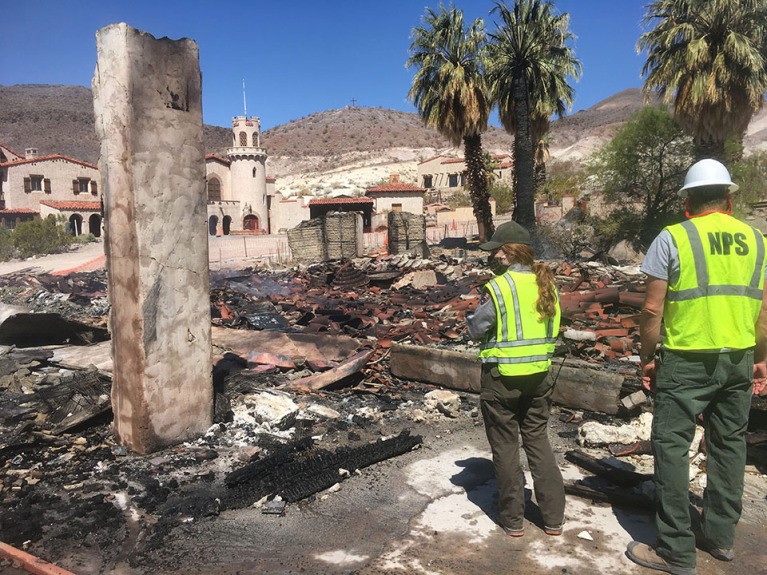 fire at Scotty's castle death valley